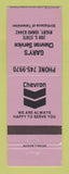 Matchbook Cover - Chevron oil gas Gary's Rigby ID LAVENDER