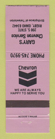 Matchbook Cover - Chevron oil gas Gary's Rigby ID LAVENDER