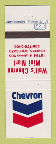 Matchbook Cover - Chevron oil gas Walt's Mini Mart Poulsbo WA