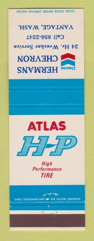 Matchbook Cover - Chevron oil gas Hermans Vantage WA Atlas Tires