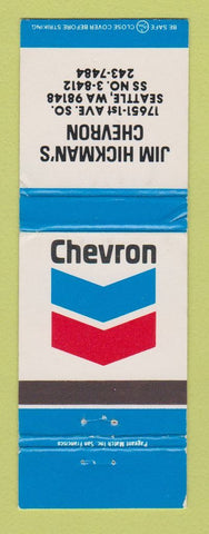 Matchbook Cover - Chevron oil gas Jim Hickman's Seattle WA WEAR #2