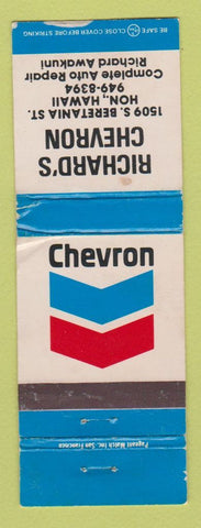 Matchbook Cover - Chevron oil gas Richard's Honolulu Hawaii WORN