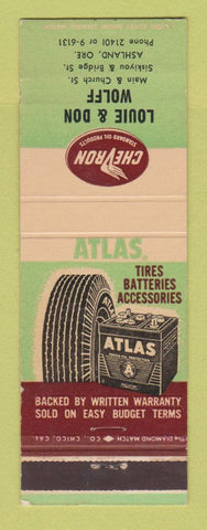 Matchbook Cover - Chevron oil gas Louie & Don Wolff Ashland OR