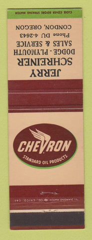 Matchbook Cover - Chevron oil gas Jerry Schreiner Dodge Plymouth Condon OR
