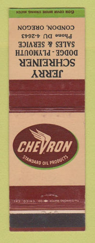 Matchbook Cover - Chevron oil gas Jerry Schreiner Dodge Plymouth Condon OR