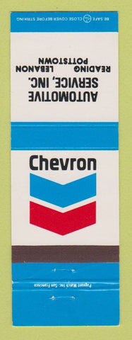 Matchbook Cover - Chevron oil gas Reading Lebanon Pottstown PA