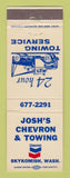 Matchbook Cover - Chevron oil gas Josh's Skykomish WA