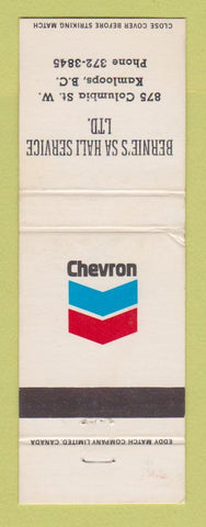 Matchbook Cover - Chevron oil gas Bernie's SA Hali Kamloops BC WEAR