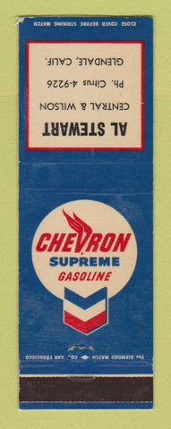 Matchbook Cover - Chevron oil gas Al Stewart Glendale CA LAMINATED
