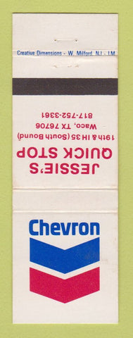 Matchbook Cover - Chevron oil gas Jessie's Quick Stop Waco TX WEAR