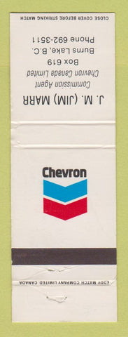 Matchbook Cover - Chevron oil gas JM Marr Burns Lake BC WEAR