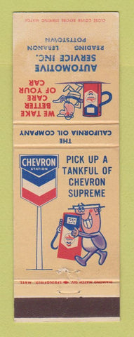 Matchbook Cover - Chevron oil gas Auto Service Reading Lebanon Pottstown PA