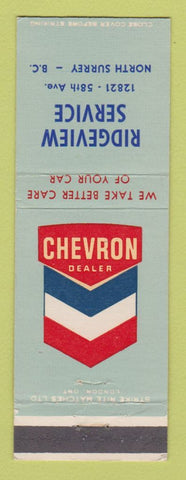 Matchbook Cover - Chevron oil gas Ridgeview North Surrey BC