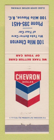 Matchbook Cover - Chevron oil gas 100 Mile House BC
