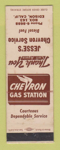 Matchbook Cover - Chevron oil gas Jesse's Edison CA WEAR LAMINATED