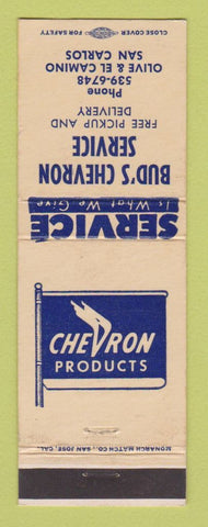 Matchbook Cover - Chevron oil gas Bud's San Carlos CA