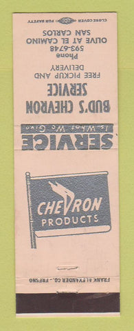 Matchbook Cover - Chevron oil gas Bud's San Carlos CA