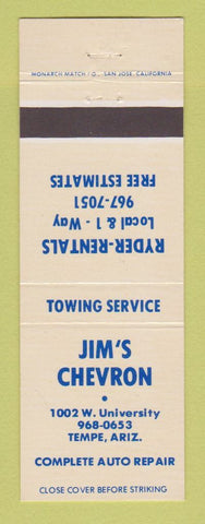 Matchbook Cover - Chevron oil gas Jim's Tempe AZ Ryder Truck Rentals