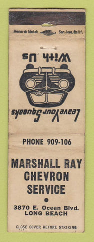 Matchbook Cover - Chevron oil gas Marshall Ray Long Beach CA WORN
