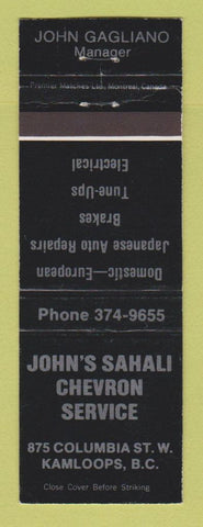 Matchbook Cover - Chevron oil gas John's Sahali Kamloops BC
