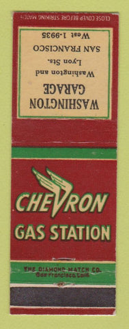 Matchbook Cover - Chevron oil gas Washington Garage San Francisco CA LAMINATED
