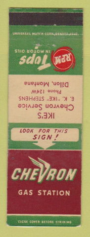 Matchbook Cover - Chevron oil gas Ike's Dillon MT LAMINATED