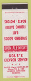 Matchbook Cover - Chevron oil gas Cole's Apache Junction AZ
