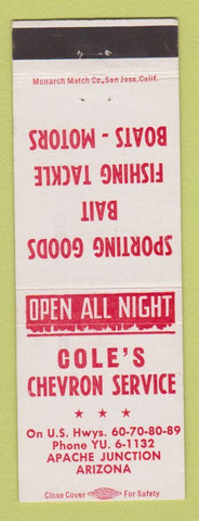 Matchbook Cover - Chevron oil gas Cole's Apache Junction AZ