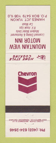 Matchbook Cover - Chevron oil gas Mountain View Motor Inn Haines Junction YT