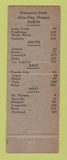 Matchbook Cover - Chevron oil gas Three Flags John Day OR