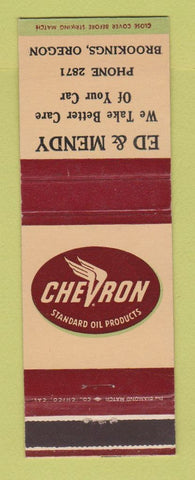 Matchbook Cover - Chevron oil gas Ed & Mendy Brookings OR