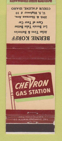 Matchbook Cover - Chevron oil gas Bernie Korff Coeur D Alene ID