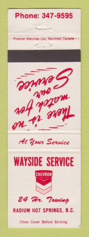 Matchbook Cover - Chevron oil gas Wayside Radium Hot Springs BC WEAR