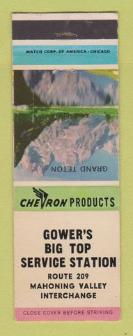 Matchbook Cover - Chevron oil gas Gower's Big Top Lehighton? PA