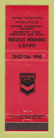 Matchbook Cover - Chevron oil gas Dave's Kennebunk ME RED
