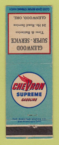 Matchbook Cover - Chevron oil gas Glenwood OR WEAR LAMINATED