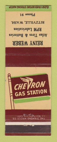 Matchbook Cover - Chevron oil gas Reiny Weber Ritzville WA low phone #