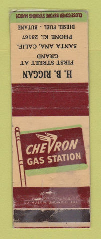 Matchbook Cover - Chevron oil gas HB Riggan Santa Ana CA WORN LAMINATED