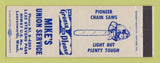 Matchbook Cover - Union oil gas Mike's Leavenworth WA Pioneer Chair Saws