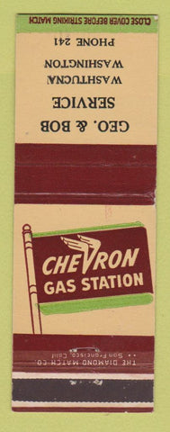 Matchbook Cover - Chevron oil gas Geo and Bob Washtucna WA low phone #