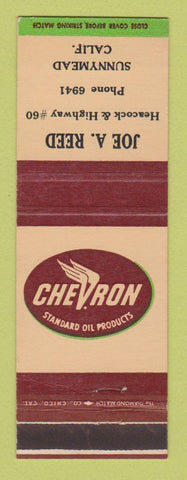 Matchbook Cover - Chevron oil gas Joe Reed Sunnymead CA