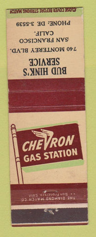 Matchbook Cover - Chevron oil gas Bud Hink's Service San Francisco CA