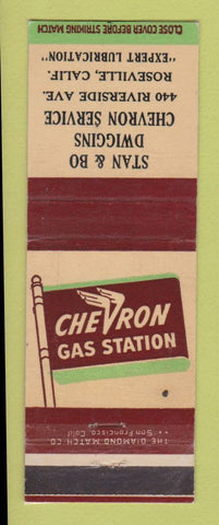 Matchbook Cover - Chevron oil gas Stan & Bo Dwiggins Roseville CA LAMINATED