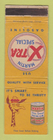 Matchbook Cover - Martin oil gas Giraffe WEAR