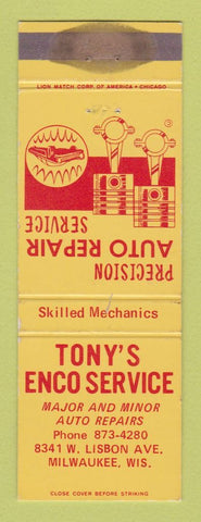 Matchbook Cover - Enco oil gas Tony's Milwaukee WI WEAR
