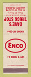 Matchbook Cover - Enco oil gas Dave's Truck Stop LaMont FL