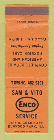Matchbook Cover - Enco oil gas Sam & Vito Elmwood Park IL WEAR