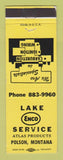 Matchbook Cover - Enco oil gas Lake Service Polson MT