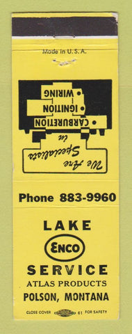 Matchbook Cover - Enco oil gas Lake Service Polson MT