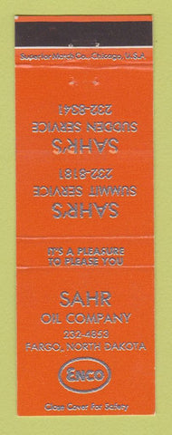 Matchbook Cover - Enco oil gas Sahr Fargo ND ORANGE